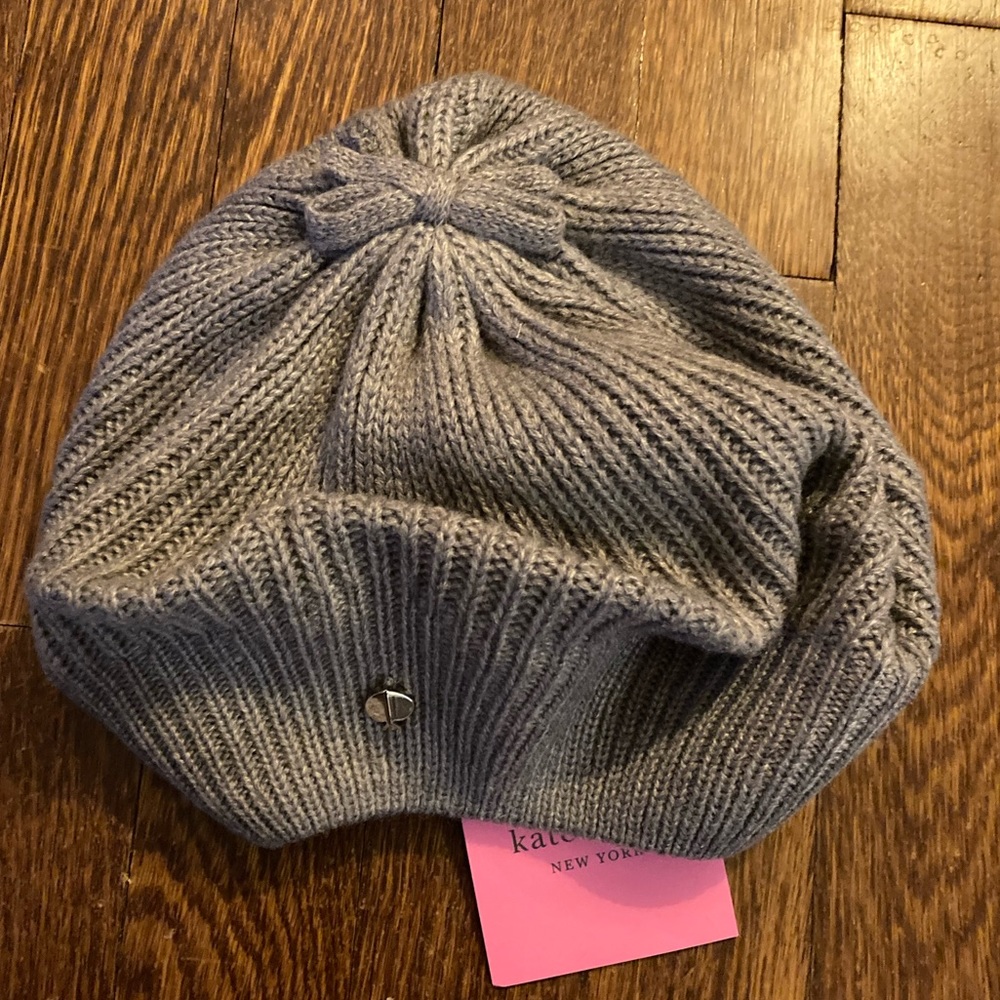 NWT Kate Spade Ribbed Beret Hat in Heather Gray